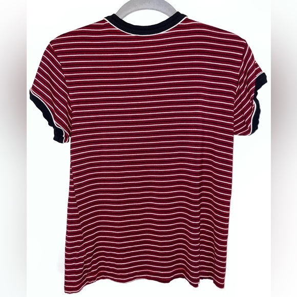 Tuesday Bassen Red & Black Striped Ringer tee size Small - Picture 2 of 6